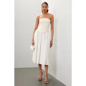 Toccin Melody Corset Combo Midi Dress Size 8 with Fabric Pull & Discoloration